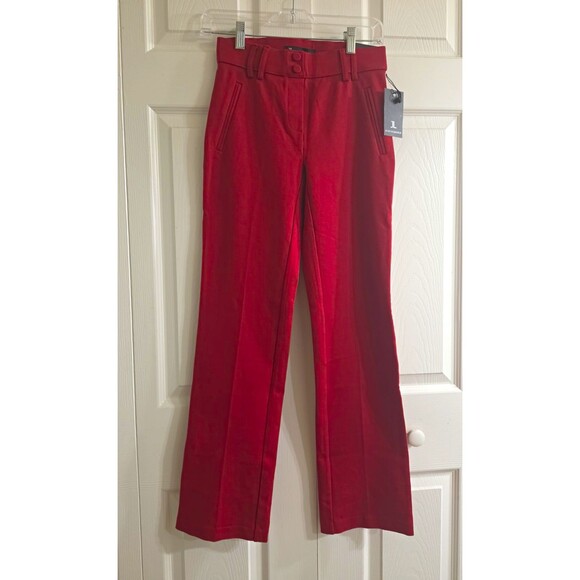 Jules & Leopold Pants - Jules & Leopold Women’s Red Solid Flat Front Dress Pants Straight Pockets XS